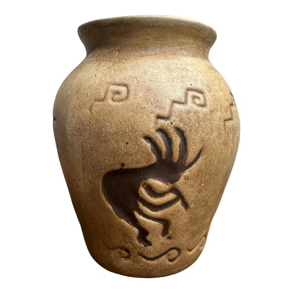 Wonderful Native American Kokopelli Acoma Pottery Vase, 10" made in mexico - Picture 3 of 8